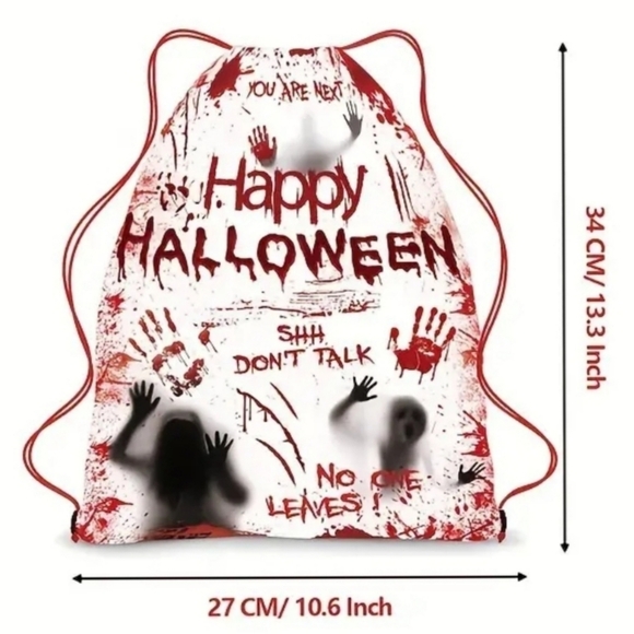 Halloween Horror ✦ Graphic Drawstring Backpacks ✦ Lightweight Rope Gym Bags - Picture 3 of 9